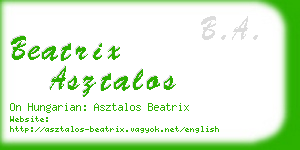 beatrix asztalos business card